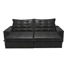 Sofá Courino Retrátil E Reclinável 2,75m Cama Inbox Bourbon. Cor Preto Foto mini 4