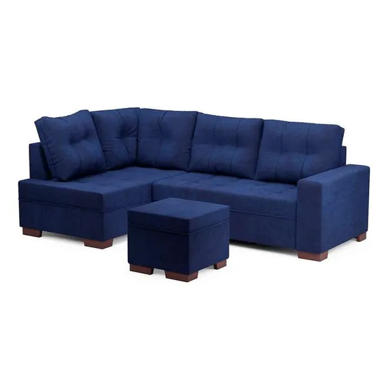 Sofá De Canto 6 Lugares Gávea Suede Azul Foto 1