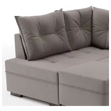 Sofá De Canto 7 Lugares Glória Suede Cinza Foto mini  3