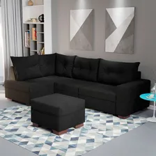 Sofá De Canto 7 Lugares Glória Suede Preto Foto mini  2