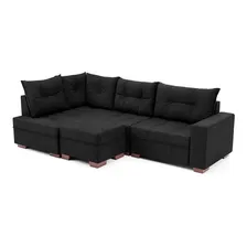 Sofá De Canto 7 Lugares Glória Suede Preto Foto mini 4