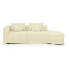 Sofá Decorativo Kimiko 327cm 4 Lugar Chaise Bouclê Offwhite Foto mini 4