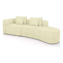 Sofá Decorativo Kimiko 327cm 4 Lugar Chaise Bouclê Offwhite Foto mini 2