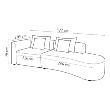 Sofá Decorativo Kimiko 327cm 4 Lugar Chaise Bouclê Offwhite Foto mini 3