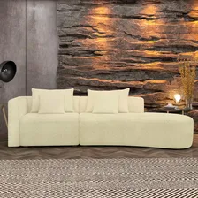 Sofá Decorativo Kimiko 327cm 4 Lugar Chaise Bouclê Offwhite Foto mini 1