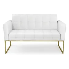 Sofá E 2 Poltronas Base Industrial Dourado Ana Sintético Bco Cor Branco Foto mini  3