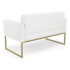 Sofá E 2 Poltronas Base Industrial Dourado Ana Sintético Bco Cor Branco Foto mini 4