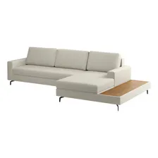 Sofá Em Linho 322cm Chaise Direito E Deck Loft Areia Edwt Foto mini 3