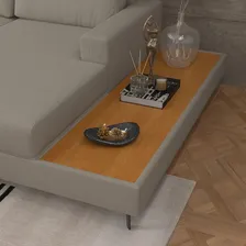 Sofá Em Linho 322cm Chaise Direito E Deck Loft Areia Edwt Foto mini 4