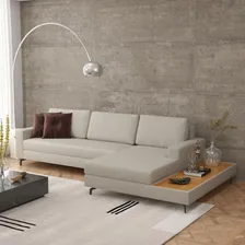 Sofá Em Linho 322cm Chaise Direito E Deck Loft Areia Edwt Foto mini 1