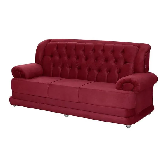 Sofá Finlândia 3 Lugares Pluma Vinho Suede Sofá Casa Foto 1