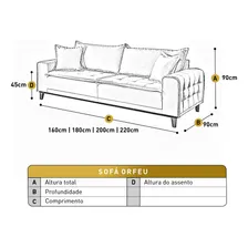 Sofá Fixo Orfeu 3 Lugares Luxo 1,80m Foto mini  3