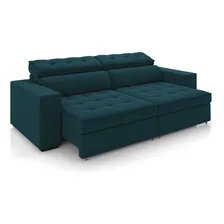 Sofá Hugo 2 Lug 208cm Reclinável Retrátil Vel Azul Marinho Foto mini 1