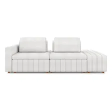 Sofá Ilha Com Puff Sala Living 265cm Amber Bouclê Branco Foto mini 3