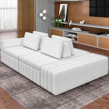 Sofá Ilha Com Puff Sala Living 265cm Amber Bouclê Branco Foto mini 2