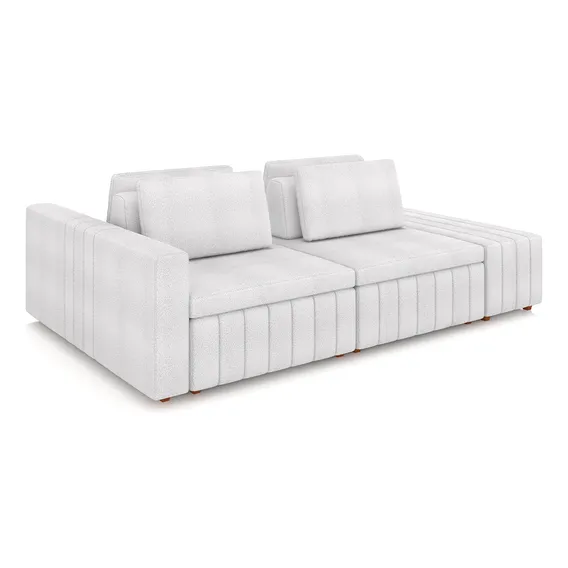 Sofá Ilha Com Puff Sala Living 265cm Amber Bouclê Branco Foto 1