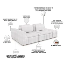 Sofá Ilha Com Puff Sala Living 265cm Amber Bouclê Branco Foto mini 4