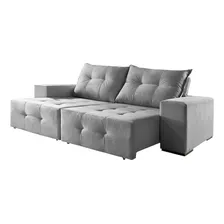 Sofá Isis 3 Lugares Retrátil Reclinável Suede Cinza Foto mini 1