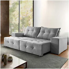 Sofá Isis 3 Lugares Retrátil Reclinável Suede Cinza Foto mini 2