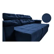 Sofa Itália 2,80m Retrátil Reclinavel Suede Azul Cama Inbox Foto mini 4