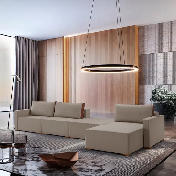 Sofá Modulado Amsterdã 4 Lugares Tecido Bouclê Foto 1