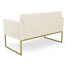 Sofá Namoradeira Elisa Veludo Bege Base Industrial Dourado Foto mini 4