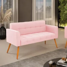 Sof谩 Retr么 Namoradeira D'rossi Elisa Suede Cor Rosa Beb Foto mini 2