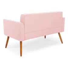 Sof谩 Retr么 Namoradeira D'rossi Elisa Suede Cor Rosa Beb Foto mini 3