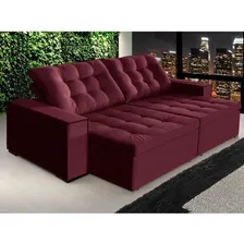Sofá Retrátil e Reclinável 2,70 mts Pluma Vinho TunĂsia Sofá Casa Foto mini 2