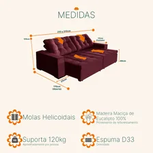 Sofá Retrátil e Reclinável 2,70 mts Pluma Vinho TunĂsia Sofá Casa Foto mini 3