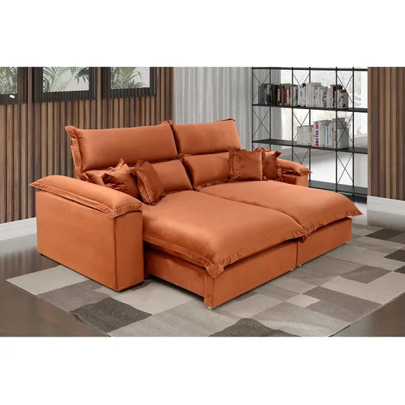 Sofá Retrátil E Reclinável 4 Lugares Lírio Suede Foto 1