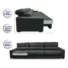 Sofá Retrátil Recli Pocket Cama Inbox Master 3,52m Cinza Foto mini  2