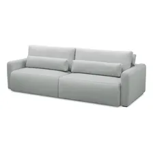 Sofá Retrátil Reclinável 240cm Sinna Linho Impermeabilizado Cor Cinza Claro Foto  mini 1