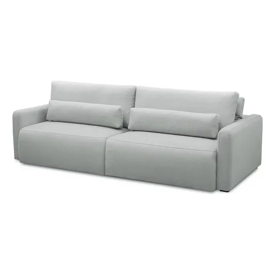 Sofá Retrátil Reclinável 240cm Sinna Linho Impermeabilizado Cor Cinza Claro Foto 1