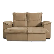 Sofá Retrátil Reclinável America 1,50m Suede Bege Foto mini 2