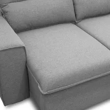Sofá Retrátil Reclinável Chaise Direito 265cm Linho Cinza Foto mini 3
