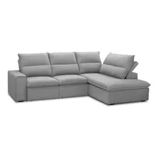 Sofá Retrátil Reclinável Chaise Direito 265cm Linho Cinza Foto mini 1
