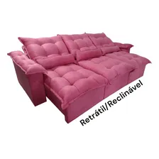 Sofá Retrátil/reclinável Milano Conforto 2,80 De Largura Cor sued pink Desenho do tecido Sued Foto mini 1
