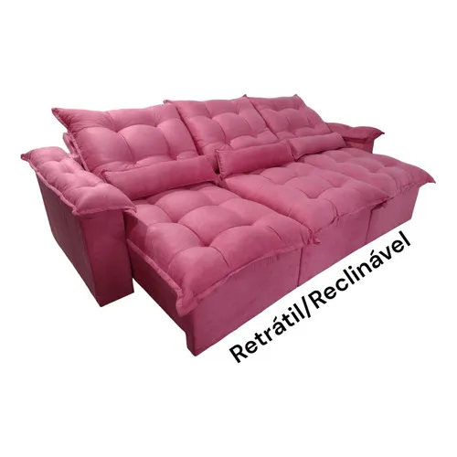 Sofá Retrátil/reclinável Milano Conforto 2,80 De Largura Cor sued pink Desenho do tecido Sued Foto 1