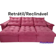 Sofá Retrátil/reclinável Milano Conforto 2,80 De Largura Cor sued pink Desenho do tecido Sued Foto mini 2