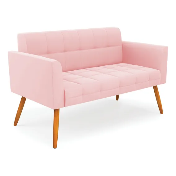 Sofá Retrô Namoradeira D'rossi Elisa Suede Cor Rosa Beb Foto 1