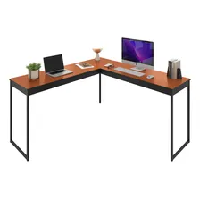 Sofa Sogude Mesa Em L industrial moderno em madeira e ferro cor preto com terracota Foto mini 1