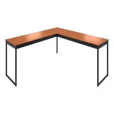 Sofa Sogude Mesa Em L industrial moderno em madeira e ferro cor preto com terracota Foto mini 2