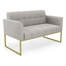 Sofá Veludo Cinza Base Metálica Industrial Dourado Foto mini 1