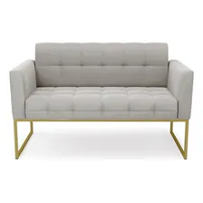 Sofá Veludo Cinza Base Metálica Industrial Dourado Foto mini 3