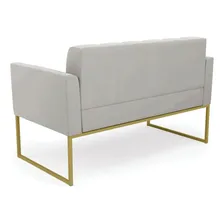 Sofá Veludo Cinza Base Metálica Industrial Dourado Foto mini 4