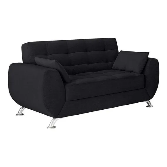 Sofás 2 Lugares Larissa Suede Preto Foto 1