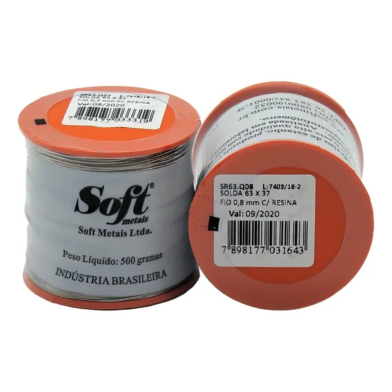 Soft Metais - Solda 63x37 Fio Resinoso 0,8mm - 1 Carretel 500g Foto 1