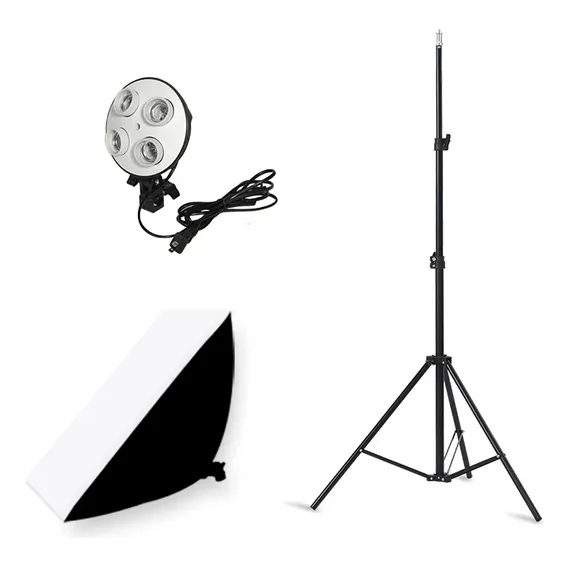Softbox 50x70cm Com Bocal Para 4 Lâmpadas + Tripé 2m Foto 1