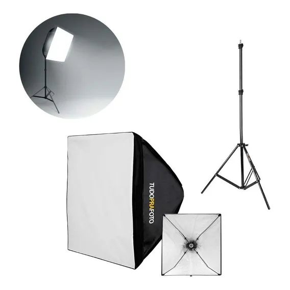 Softbox 60x60 Com Tripé Universal 2 Metros Tudoprafoto Foto 1